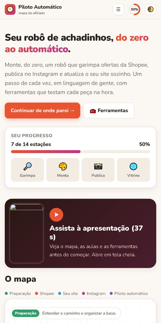 O mapa do curso